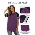 thumbnail image 2 of TEMOFON Womens Summer Tops Short Sleeve Shirts for Women Trendy Graphic Tees Casual Tunic Purple Top Crewneck Striped T Shirt, 2 of 7