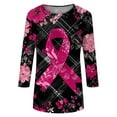 thumbnail image 5 of NAMTYQX Breast Cancer Awareness T-Shirts Round Neck Stretch Fashion 3/4 Sleeve Hot Pink Size L, 5 of 5