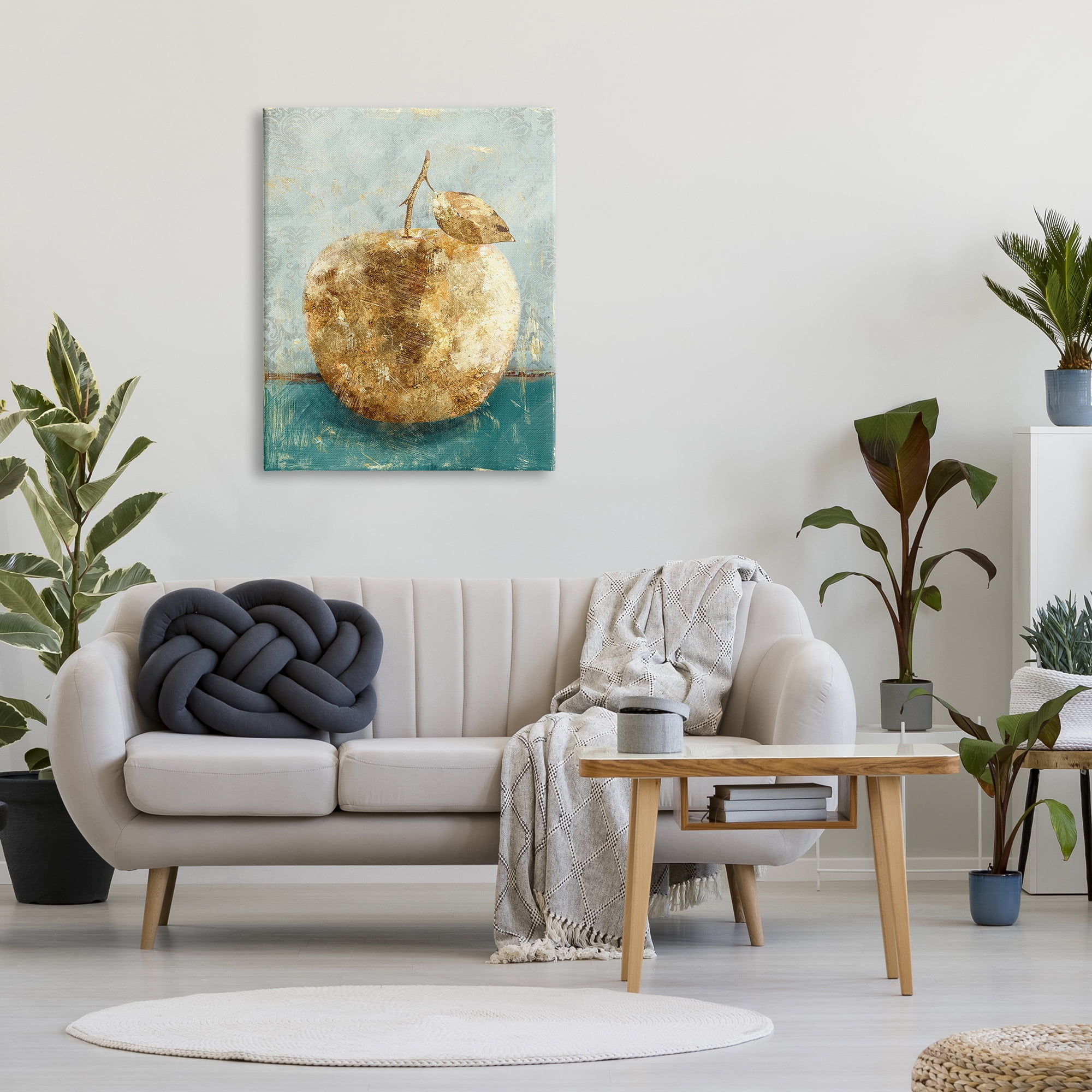 Stupell Home Décor Golden Apple Green Textured Food Painting Canvas Wall Art by Main Line Studio