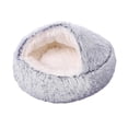 thumbnail image 4 of Cama de felpa con capucha para gatos jinwen refugio gris 40cm, 4 of 8