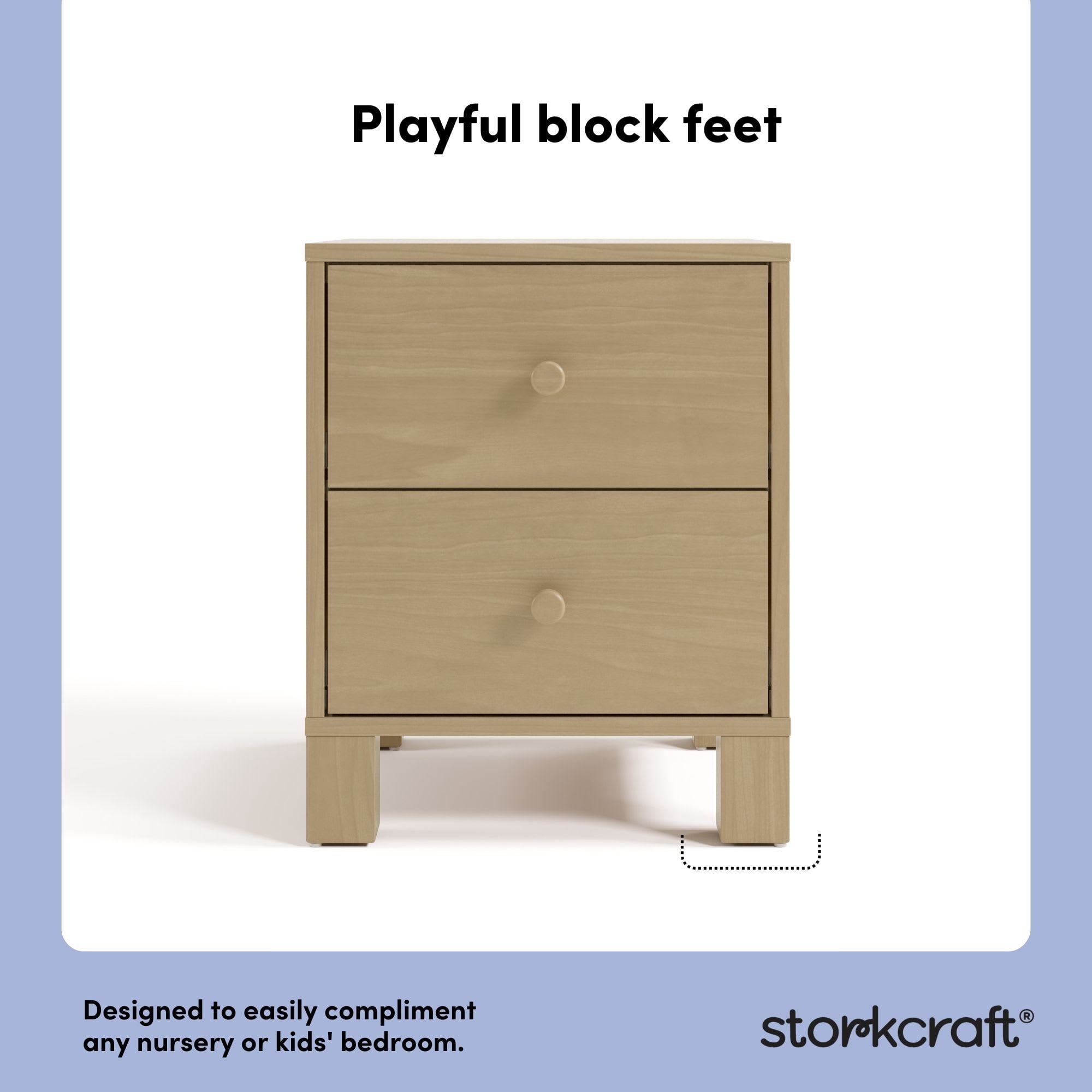 Storkcraft California 2 Drawer Nightstand, Driftwood
