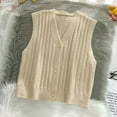 thumbnail image 4 of Waistcoat Sleeveless Button Vest Casual Loose Top Solid Color Sweater, Apricot, 4 of 9