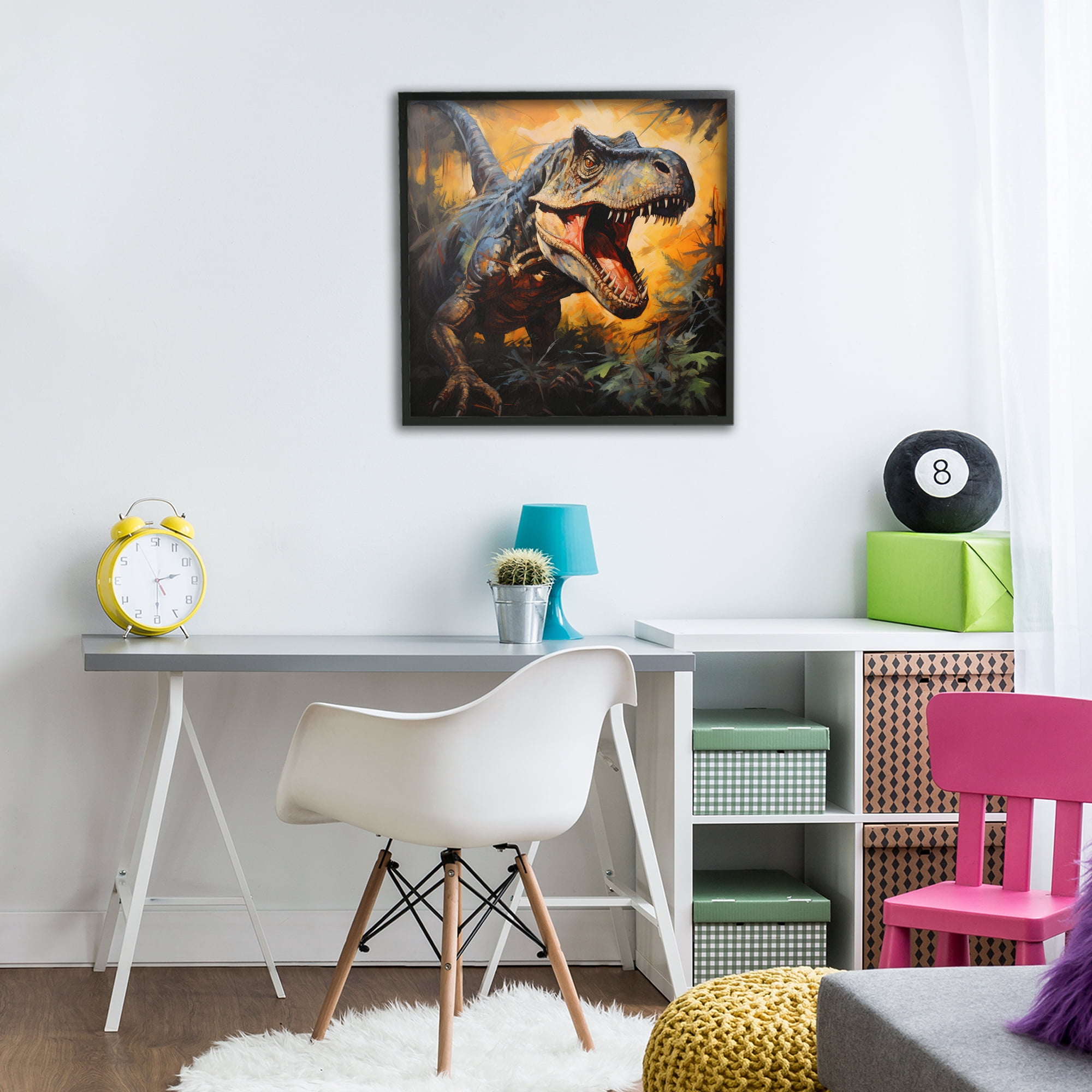 Stupell Industries Angry Dinosaur Roaring Black Framed Giclee Art, design by Creative Studio