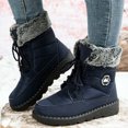 thumbnail image 2 of HEWUQI Women's Winter Snow Boots Platform Plush Cuff Mid Calf Boots Waterproof Lug Sole Lace up Hiking Shoes Blue Size 6, 2 of 6