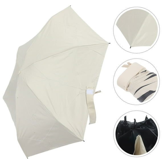 OUNONA  Sun Umbrella Small Travel Portable for Personal UV Protection Beige