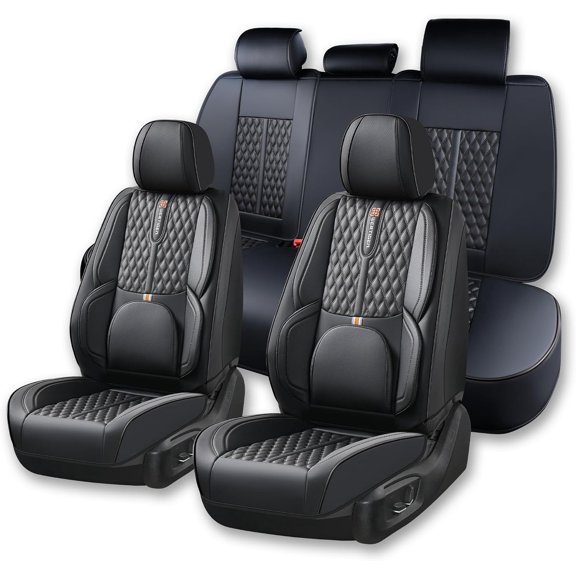 Universal Car Seat Covers, Full Set For Five Seats, Waterproof And Non-Slip, Compatible With Airbags And Seat Heating, Suitable For All Seasons, Easy To Install, Fits 99% Of Car Models. (Black-A)