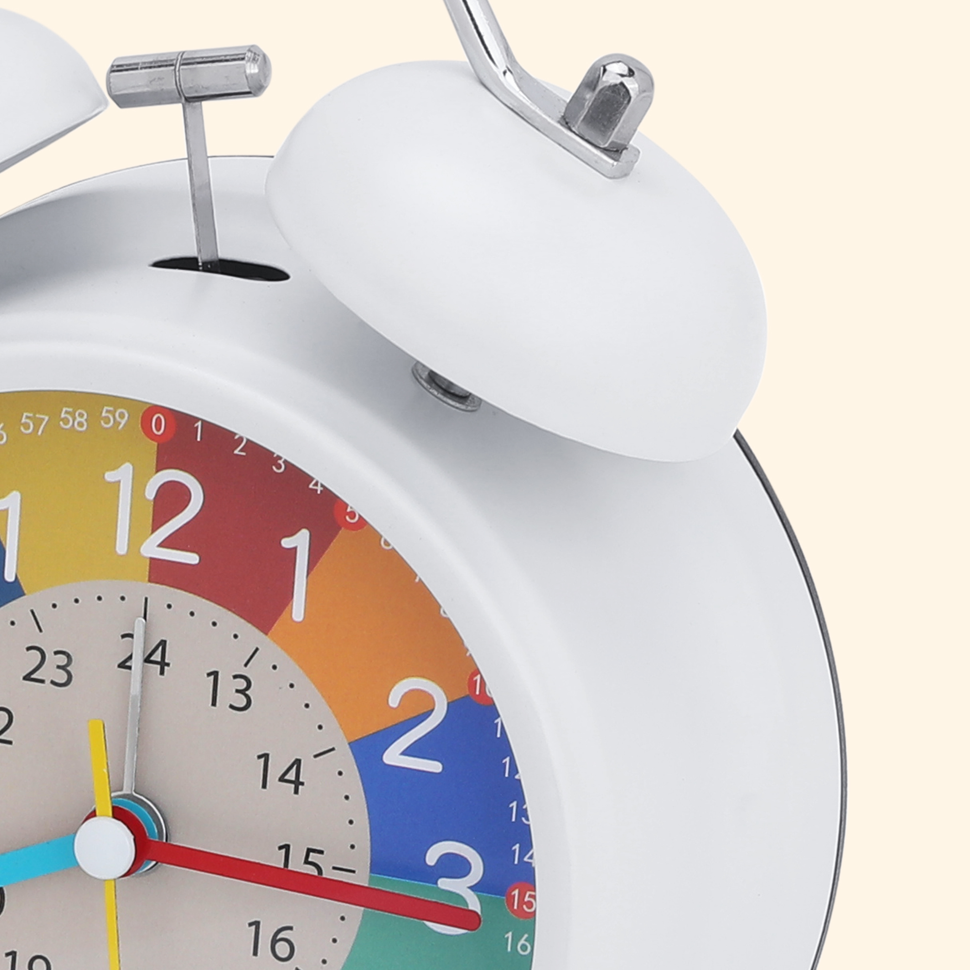 Unique Bargains Non-Ticking Alarm Clock for Home Decor White 4.3"L x 2.2"W x 6.3"H