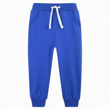 enyan Sweats For Boys Kids Unisex Soft Brushed Fleece Casual Pull On Jogger Sweatpants with Pockets for Boys or Girls Blue,5-6 Years