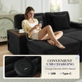 thumbnail image 5 of Muumblus Small Sectional Sofa with 2 Storage Ottomans, 2 Seater Cloud Couch with Bluetooth Speaker & Side Table, Modern Corduroy Sofa for Living Room, Black, 5 of 10