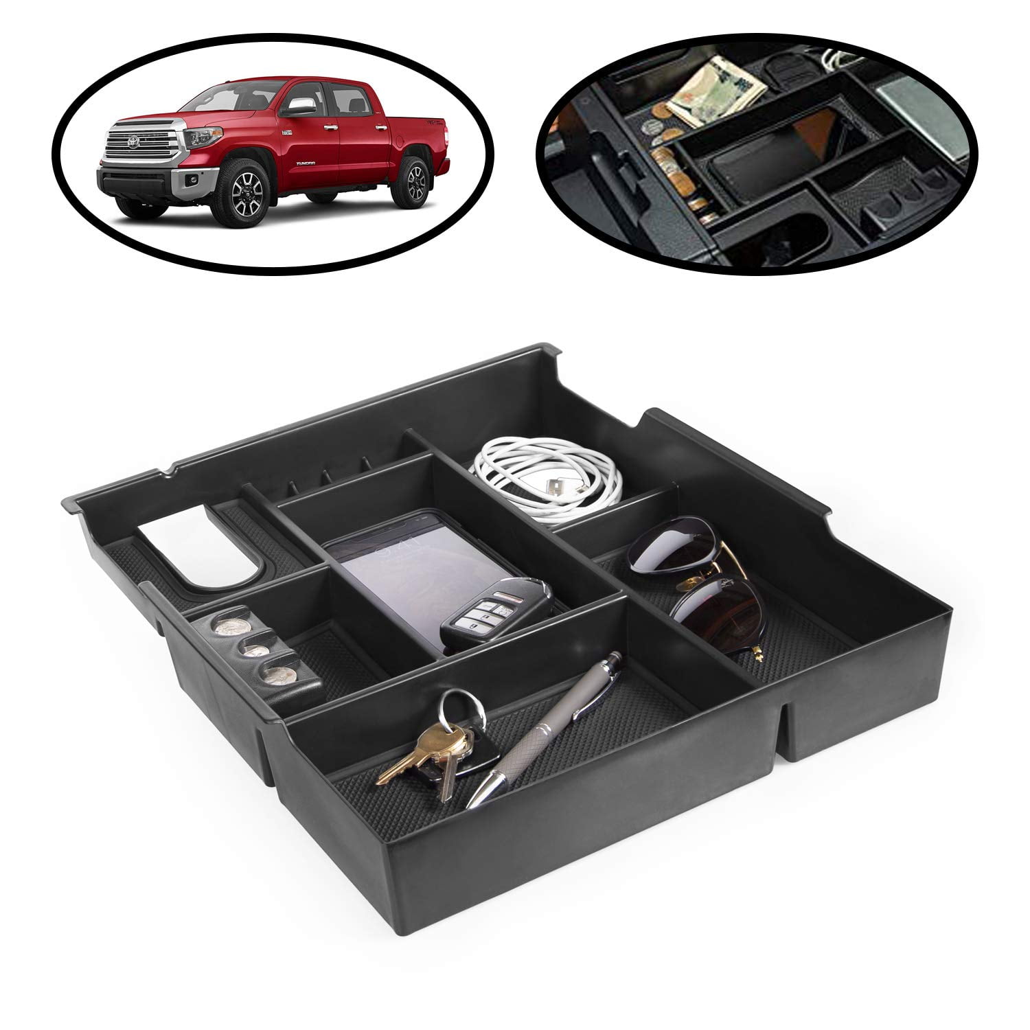 Full Tray lebogner Center Console Storage Tray Organizer Compatible with Toyota Tundra 2014-2020 All Models Armrest Console Secondary Accessories Box with 5 Compartments and 2 Coin Holders Full Tray lebogner Center Console Storage Tray Organizer Compatible with Toyota Tundra 2014-2020 All Models Armrest Console Secondary Accessories Box with 5 Compartments and 2 Coin Holders