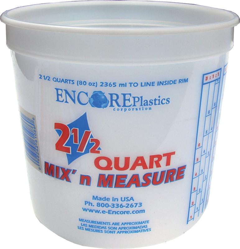 Encore Plastics Corp. 2.5 Qt Mix 'N Measure Plastic Bucket, Semi Clear