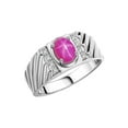 thumbnail image 4 of Rylos Sterling Silver Classic 8X6MM Oval Star Ruby & Sparkling Diamond Ring - Birthstone Jewelry for Men -Size 13, 4 of 8
