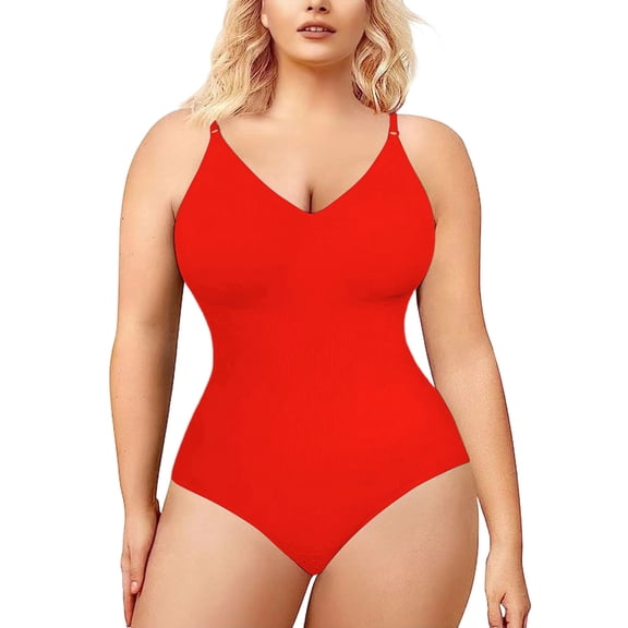 Shapewear, Bodysuit for Women, Tummy Control Bodysuit with Adjustable Straps, Seamless Snatched Body Shaper Thong Backless Cami Fitted Top Summer Clothes for Gym