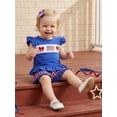 thumbnail image 5 of BemeyourBBs Toddler Baby Girls 4th of July Outfit Patriot Independent Day Clothes Fly Sleeve Embroidery American Flag Bow T Shirt Tops with Plaid Shorts Set Toddler Baby Girl Summer Outfit, 5 of 9