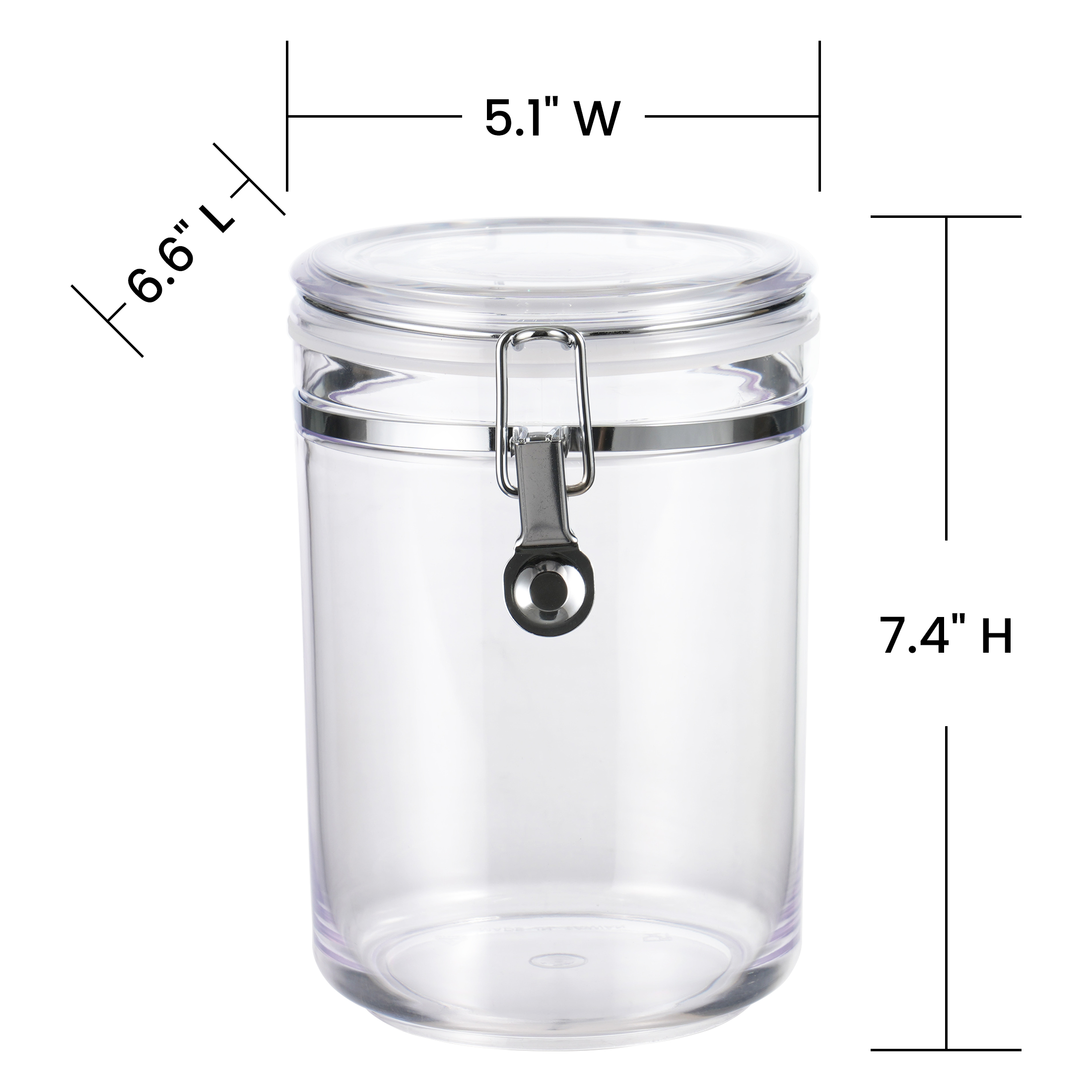 Mainstays Classic Medium Round Food Storage Canister, 33.8 oz, Clear Plastic, BPA-Free, Airtight, Stackable