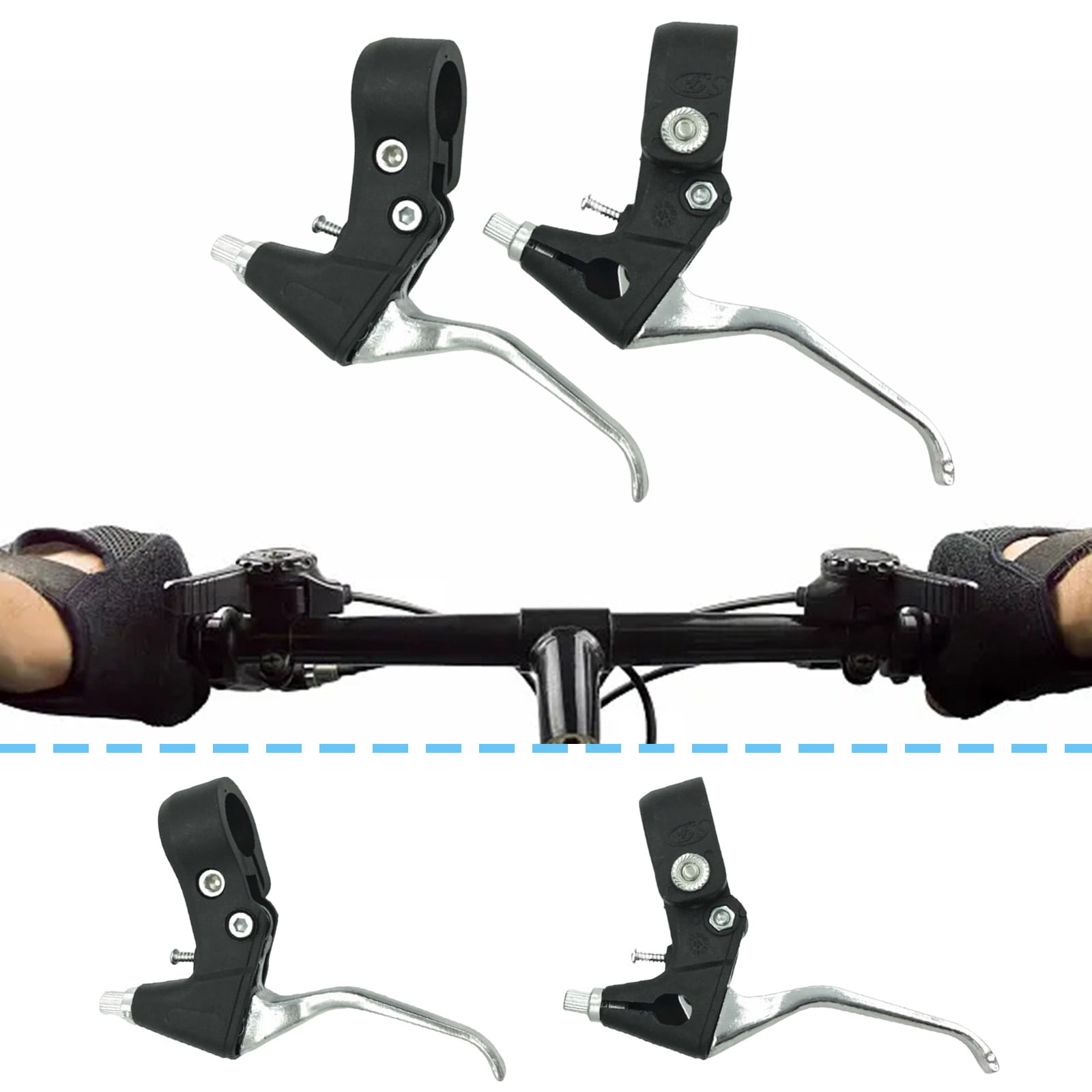 Paire De Leviers De Frein Vélo Enfant – Ergonomiques, Guidon 2-2,3 Cm, PP/caoutchouc Noir – Sécuritaires Et Faciles à Monter