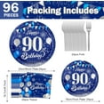 thumbnail image 2 of Jestar 96Pcs 90th Birthday Party Plates and Napkins Party Supplies Navy Blue Silver, 2 of 5