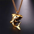 thumbnail image 4 of U7 Men Punk Shark Gold Pendant Animal Jewelry with Stainless Steel Chain 22 Inch, 4 of 7