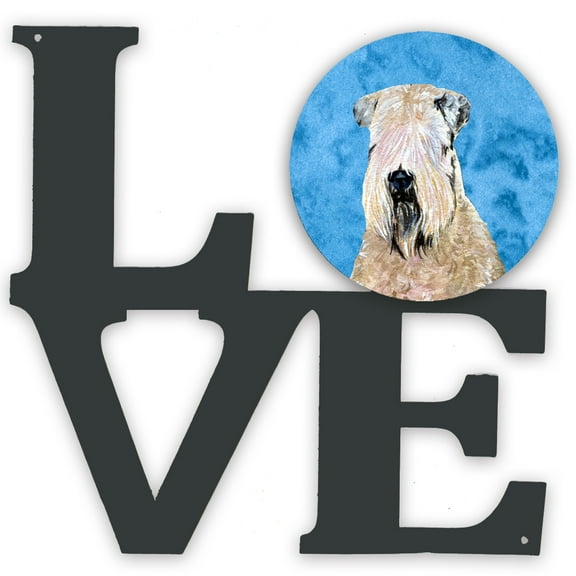 Blue Soft Coated Wheaten Terrier Metal Wall Artwork LOVE