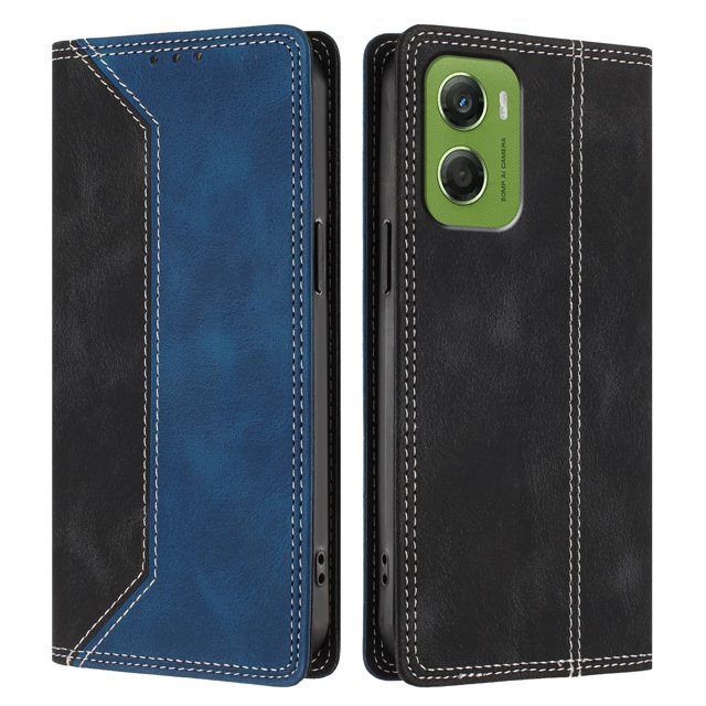 Funda FOXDOCK para Motorola Moto G06 de Cuero Premium Bicolor con Ranuras RFID, Carcasa Tipo Billetera Antigolpes y Soporte Plegable