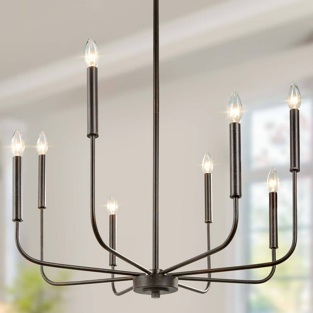 LNC 8-Light Rustic Bronze,Candle Style,Large Linear,Modern,Contemporary,Transitional Chandelier for Dining Room,Bedroom,Living Room,Kitchen Island,26"Wx35.5"H,BBNQQQWM13226A6|Walmart Canada