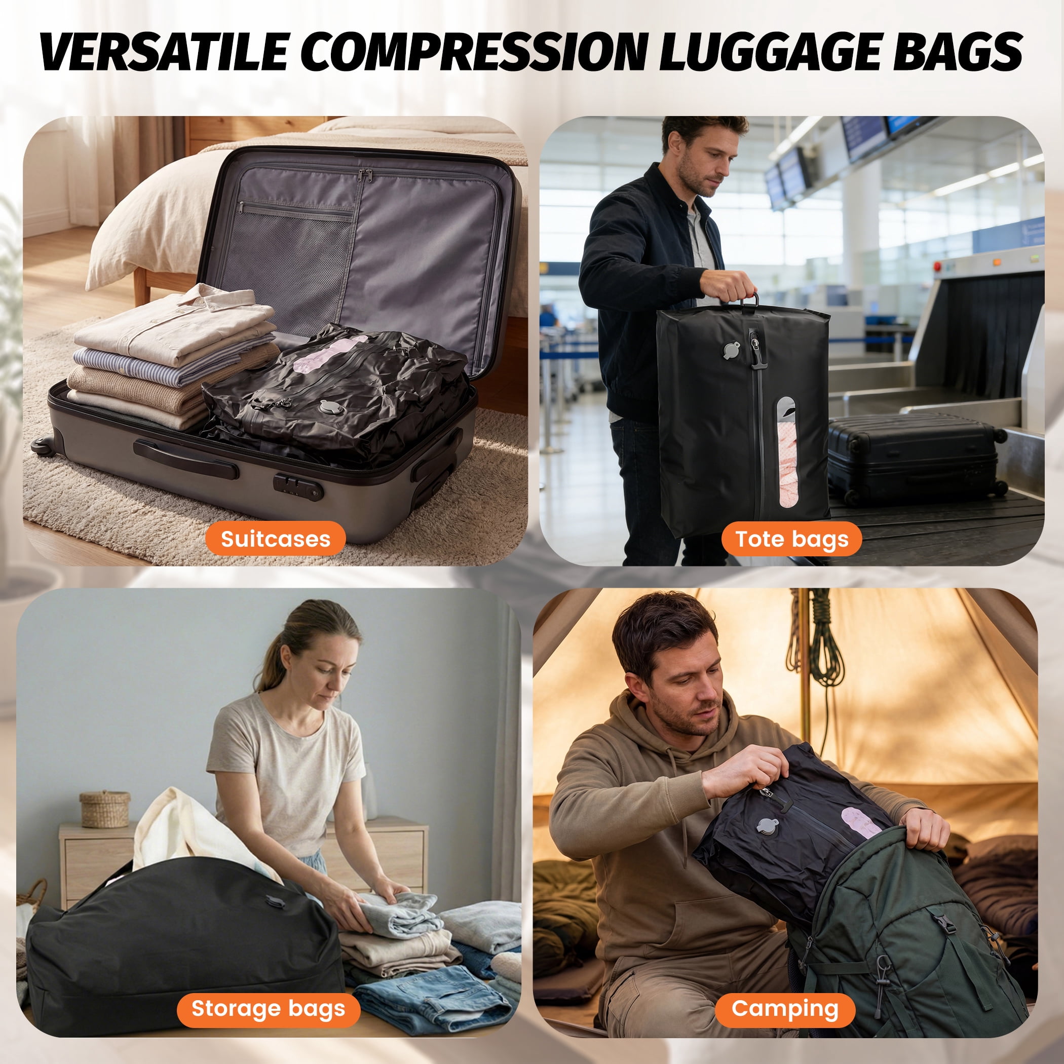 Nazano Vacuum Bags  for Travel with USB Pump, 29L Each, IP67 Waterproof, Portable Compression for Suitcase, Clothes (2 Pack)