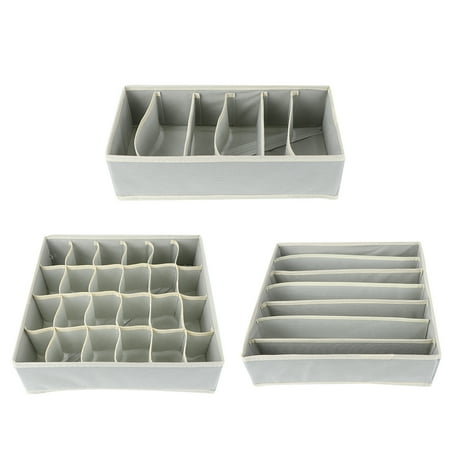

3pcs/Set Foldable Non-woven Clothes Storage Box Closet Drawer Dividers Organizer for Socks Bra Scarves (Water Ripple Dark Grey)