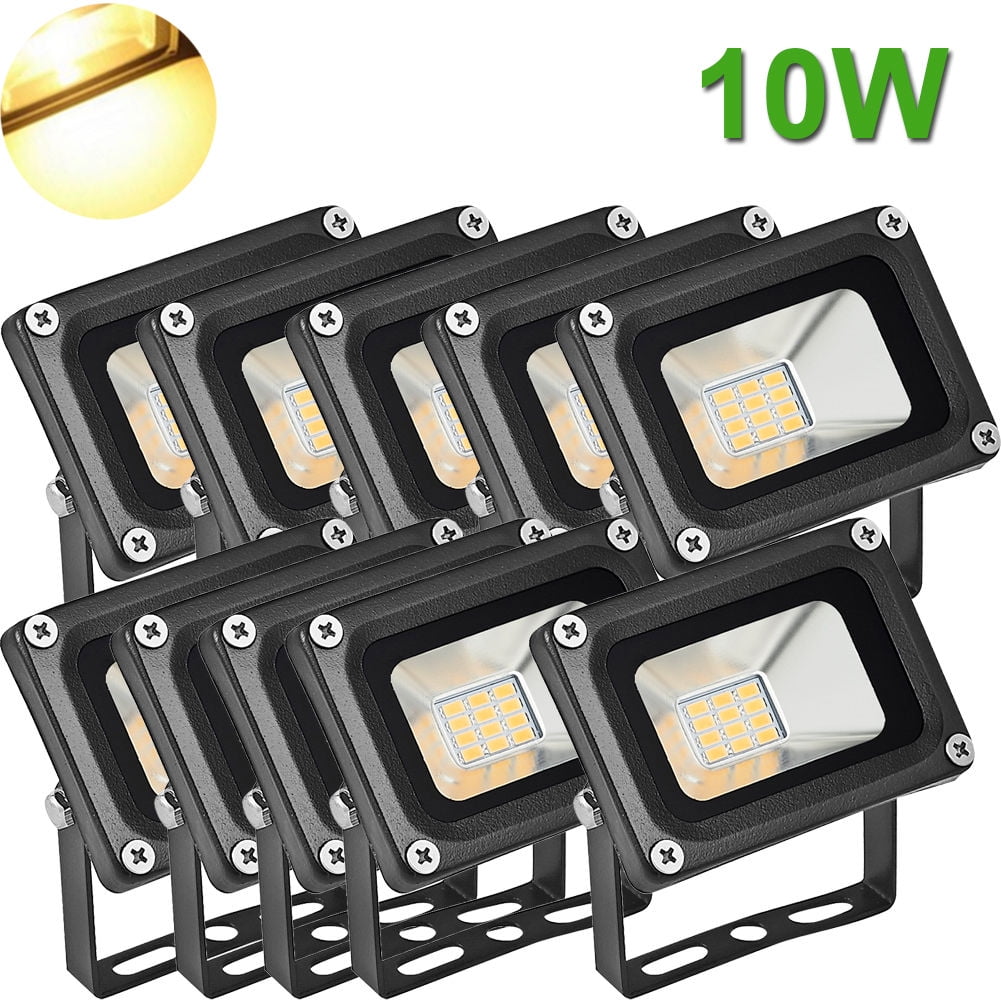 10X 10Watt LED Flood Light High Power Warm White Indoor Outdoor Lighting Fixture