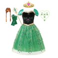 thumbnail image 1 of Vestido de princesa Anna de Frozen de Disney para niñas, vestido de graduación de malla con manga abullonada, Cosplay de Navidad, disfraces de fiesta de cumpleaños de reina de la nieve Fivean unisex, 1 of 2