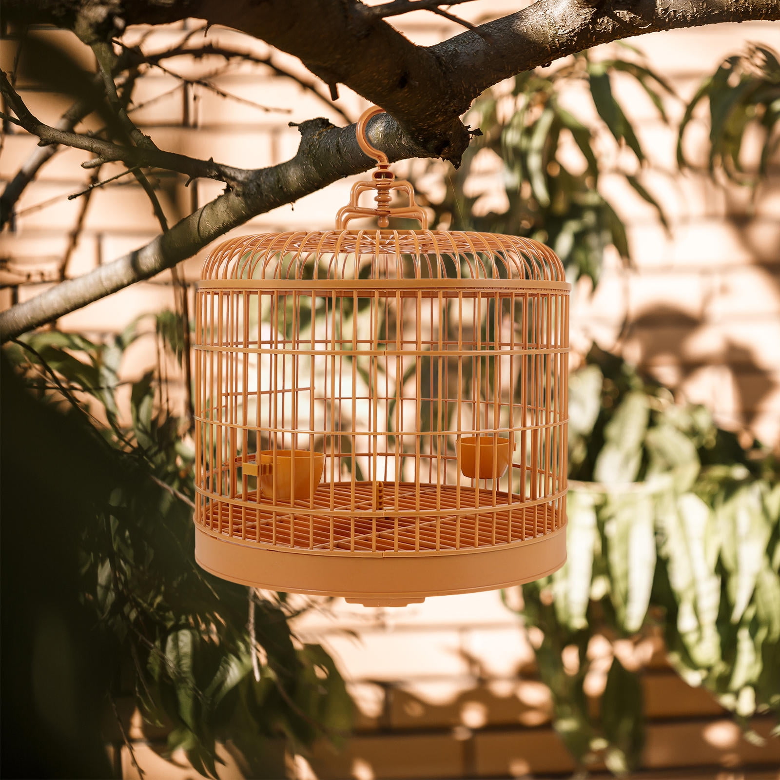 Luxshiny Round Plastic Bird Cage for Canaries and Small Pets, and Easy to Clean, 1 Set for Pet Keeping