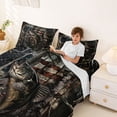 thumbnail image 3 of Feelyou American Flag Pike Fish Queen Sheet Sets for Men Women Kids, Forest Wildlife Bed Set, Black Brown, 4-Piece, 3 of 5