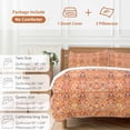 thumbnail image 6 of 3 Piece Boho Orange Duvet Cover Set Twin Size,Microfiber Comforter/Quilt Cover with Corner Ties and 2 Pillowcases,Country Style Bohemian Floral Retro Tribal All Season Bedding with Zipper Closure, 6 of 8