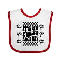 Inktastic First Race Day Car Flags Auto Racing Boys or Girls Baby Bib
