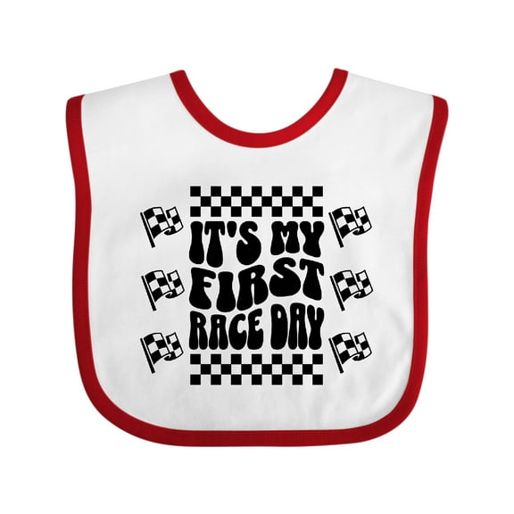 Inktastic First Race Day Car Flags Auto Racing Boys or Girls Baby Bib