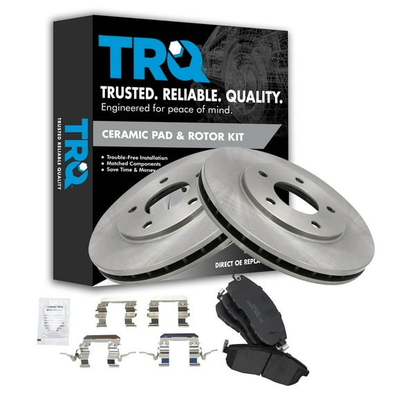 TRQ Front Brake Pad & Rotor Kit Brake Pads Brake Rotor Ceramic Fits Select 2013-2019 Nissan Sentra