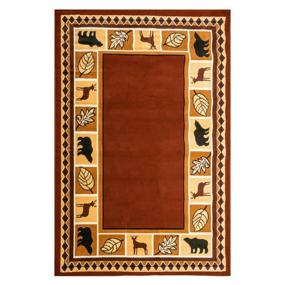 Rugs Home 631 Brown 2'x8' Wildlife Bear Rustic Moose Decor Lodge Cabin Area Rug, Elegant and Durable Mat, Brown