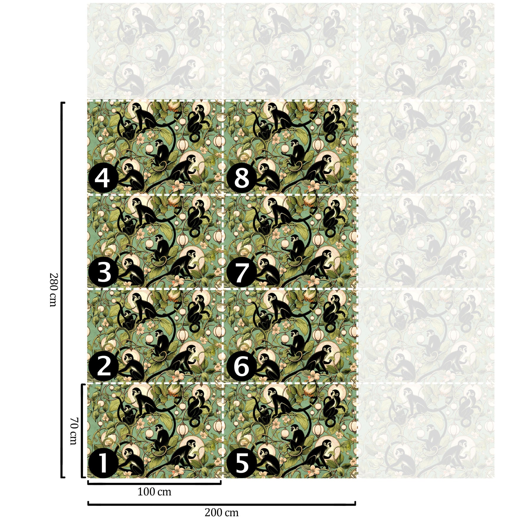 Wallpaper with Monkey Lanterns