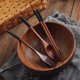 thumbnail image 5 of Juego de cubiertos de madera 2X, juego portátil de madera, palillos, cuchara, tenedor, vajilla con hilo trenzado negro, 5 of 8
