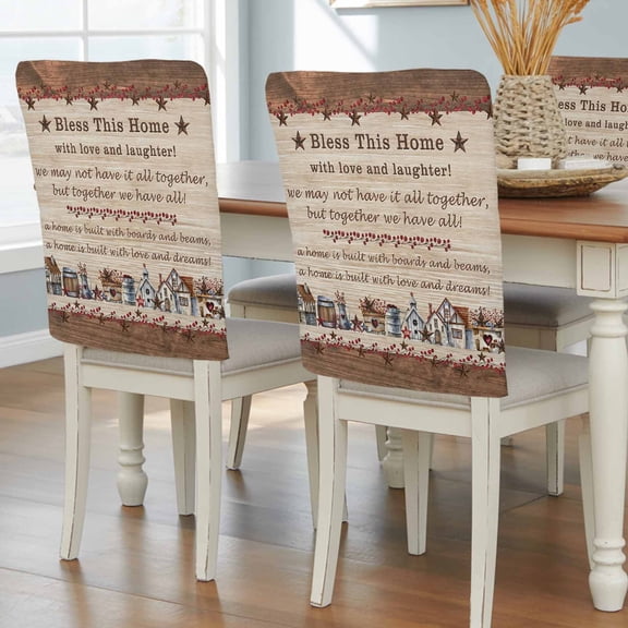 Farmhouse Chair Back Covers, Removable Chair Covers for Dining Chairs Set of 4, Washable Chairs Slipcovers Back Seat Protector for Wedding Party 19"x20"