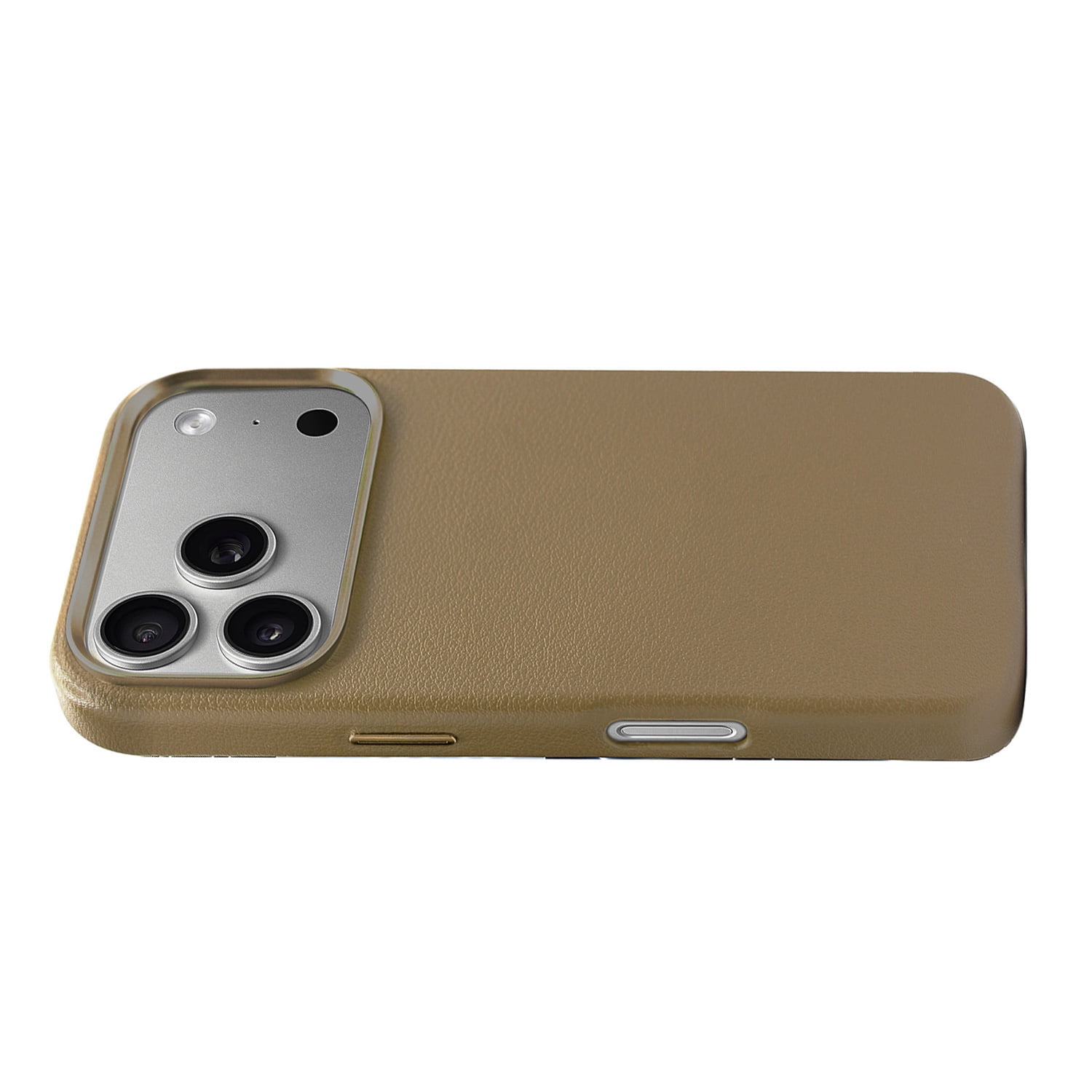 Elegant Leather Magnetic Charging Case for iPhone 17 Pro Max - Light Brown