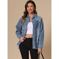 thumbnail image 2 of DARING DIVA Women's Frayed Hem Ripped Distressed Denim Jacket XS Blue, 2 of 6