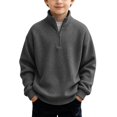 thumbnail image 3 of Hiijoy Boys Fall Winter Sweater Waffle Neck Half Zip Sweater Long Sleeve Pullover, 3 of 4