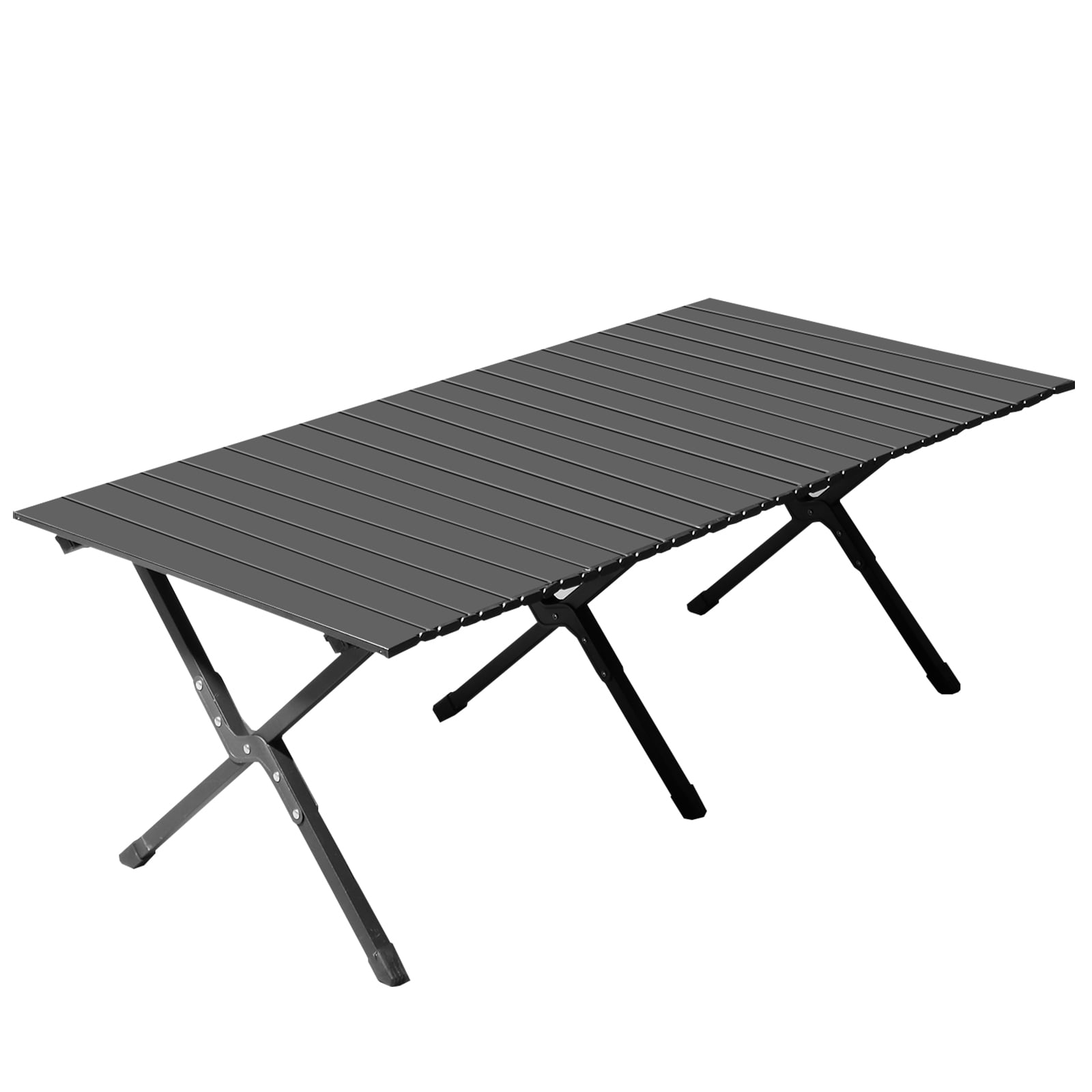 Folding Camping Table Portable Picnic Table, Lightweight Roll up Side Table Outdoor Camp Table for Travel Hiking Backyard BBQ Party, Black/46x24in