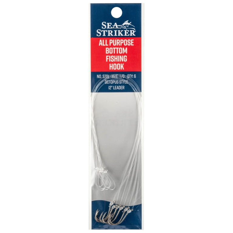 Sea Striker S701-1/0 Snelled Nickel Octopus Hooks 6pk