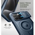 thumbnail image 4 of Pour iPhone 16 Pro Max Étui Magnétique avec Cache Coulissant pour Caméra & Support Réglable & Protecteur d'Écran Intégré, Étui Pare-Chocs Robustes - Noir Nuit, Bleu Marine, 4 of 5