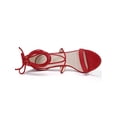 thumbnail image 4 of BLISSFUL STEP Chaussures pour Femmes Sandales à Talon Aiguille Haut à Bride Cheville à Nouer Bout Ouvert en Faux Suède Rouge 5, 4 of 8