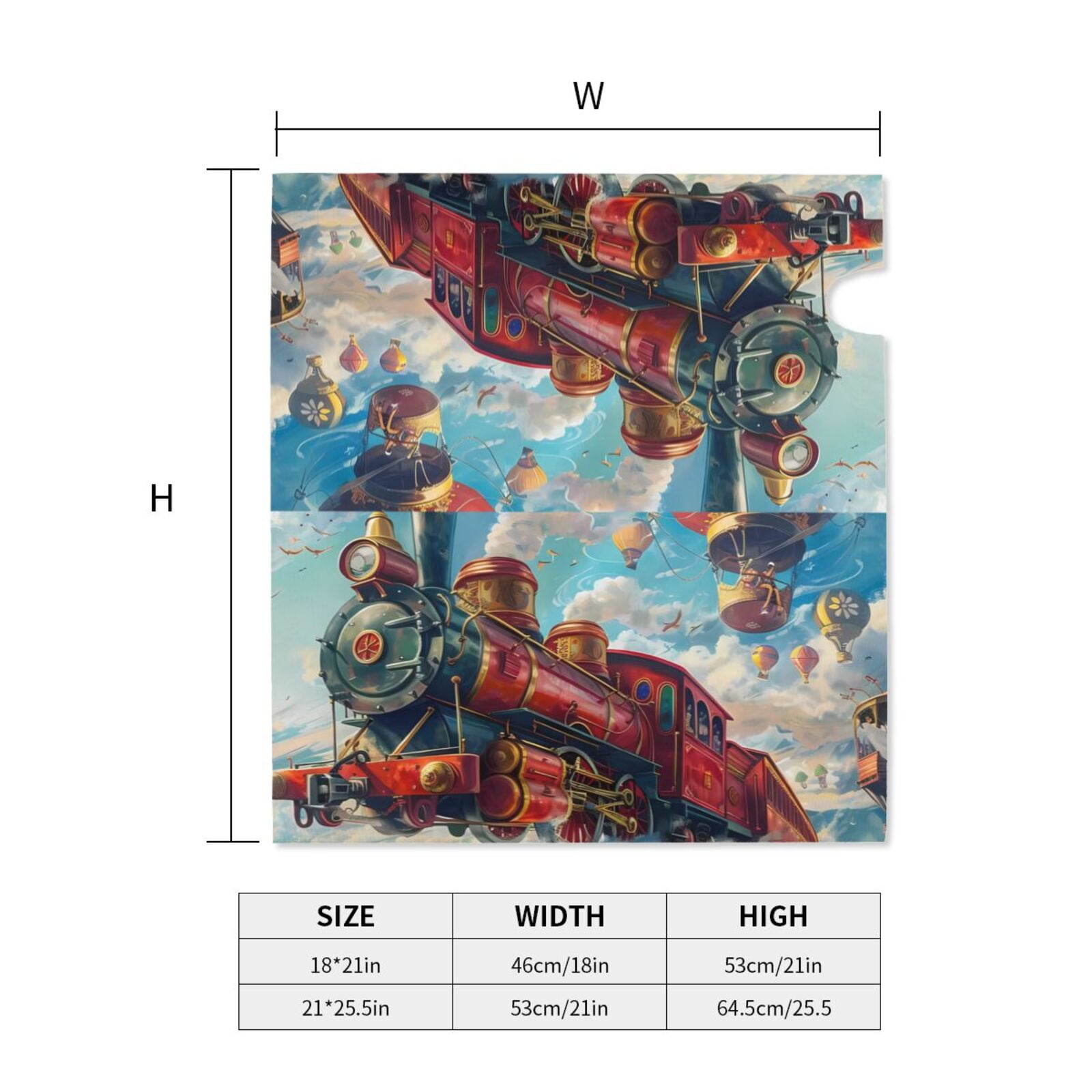Fuzoiu Beautiful Red Train Hot Air Balloon Print Decorative Waterproof Mailbox Cover,Welcome Magnetic Mailbox Cover, Post Letter Box Wrap Cover for Outdoor Decor -21x18 in
