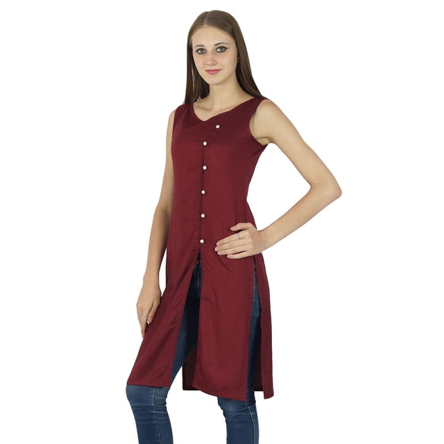 Kurti Indien en Coton Designer Asymétrique Kurta Décontractée Robe de Fête Toptunique pour Femmes