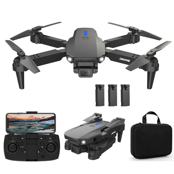 E88 Drone with HD Dual Camera, Mini Drone Foldable RC Quadcopter with Brushless Motor, Toys Gifts for Kids and Adults Beginners, Black