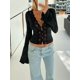 thumbnail image 5 of Top corto Miqil para mujer, encaje Y2K, manga larga, cuello en V, floral, 5 of 5